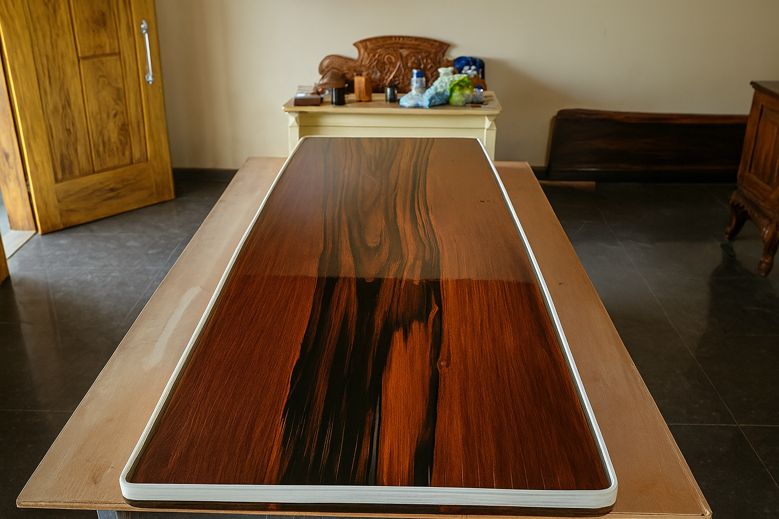 Meja solid kayu eboni